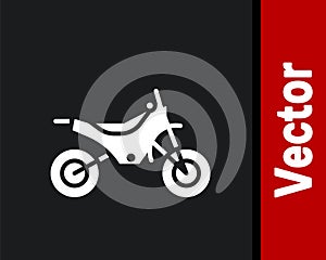 White Mountain bike icon isolated on black background. Vector Illustration