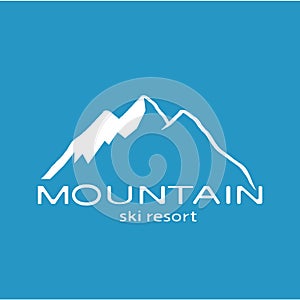 White mountain icon on blue background