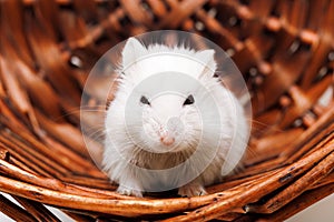 White mouse in basket