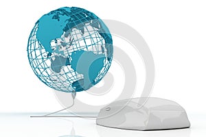 White mouse connected to the world