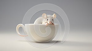 White Mouse In Cup: A Photo-realistic Vray Tracing Artwork