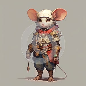 A White Mouse In A Knight Style Costume: An Adventure Themed Illustration