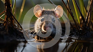 Peeking Mouse: Characterful Animal Portrait In Vignette Style photo