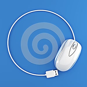 White mouse in the shape of a circle with room for your text or copy space