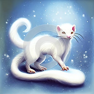 White mouse on a snow background. 3D rendering, 3D illustration. AI Generated