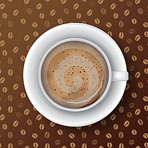 White mug of coffee with saucer