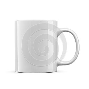 White mug with copy space for logo isolated on white. Cup for to decorate and printing