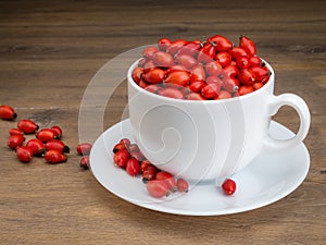 White mug filled with briar fruit