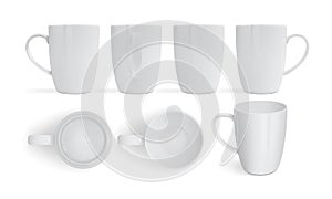 White mug isolated on white background vector mock up