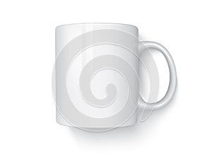 White mug isolated on white background vector mock up