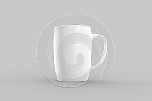 White mug mock up isolated on light gray background. 3D illustration