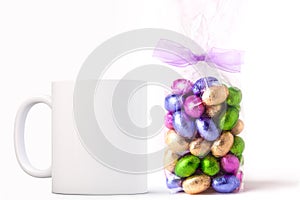 White Mug Mockup - Easter theme. Perfect for businesses selling mugs, just overlay your quote or design on to the image