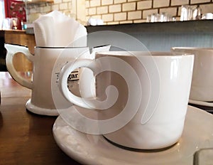 White mug in a table counter