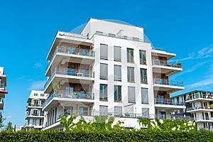 White multi-family house seen in Berlin