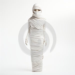 Minimalist Constructivist-inspired White Mummy On Isolated Background photo