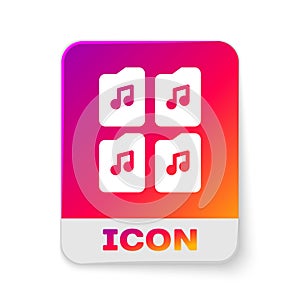 White Music file document icon isolated on white background. Waveform audio file format for digital audio riff files