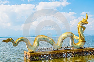 White Naga statue at Kwan Phayao