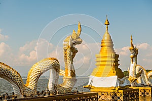 White Naga statue at Kwan Phayao