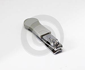 White nail clippers isolated on white background
