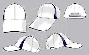 White-Navy Blue Baseball Cap Design