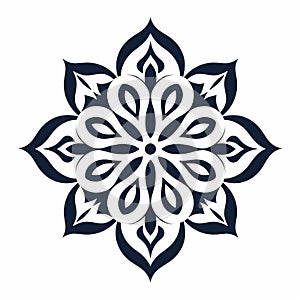 White And Navy Mandala Flower Design With Islamic Calligraphy