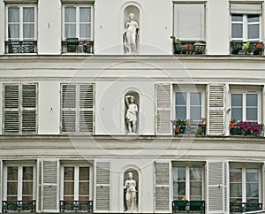 White neoclassical facade of a Paris