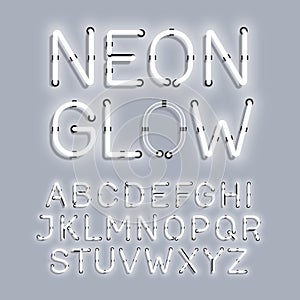 White Neon Glow alphabet