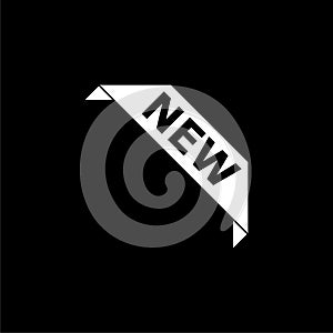 New product corner ribbon banner label icon or logo on dark background