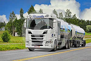 White Next Generation Scania Milk Tanker
