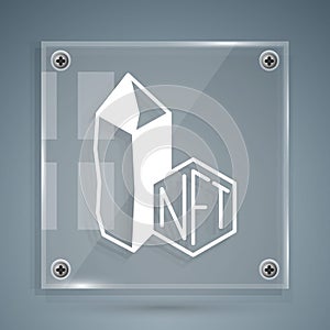 White NFT Digital crypto art icon isolated on grey background. Non fungible token. Square glass panels. Vector