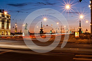 White Nights. The exit of the Troitsky Bridge, Saint-Petersburg Russia