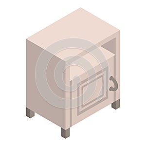 White nightstand icon, isometric style