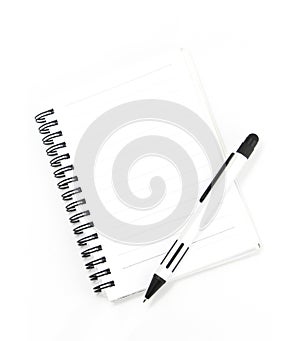 White notebook isolated with pen