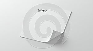 A white notepad with a minimalist design, featuring the word 