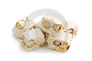 White nougat with almonds