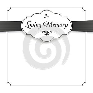 White Obituary Frame Emblem Ribbon In Memory