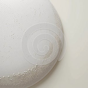 A white object decorated with various dots, creating a visually appealing pattern on its surface