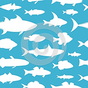 Fish seamless pattern. Vector color image background.