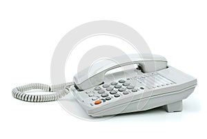 White office phone with handset on-hook