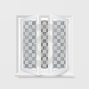 White Office Plastic Window. Window Front View. Vector Illustration