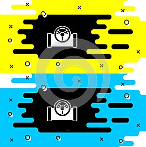 White Oil pipe with valve icon  on black background. Vector