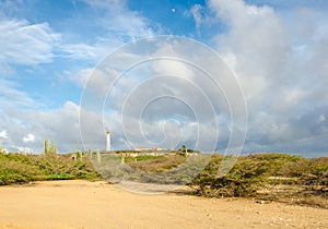 The white old California Lighthouse in Aruba