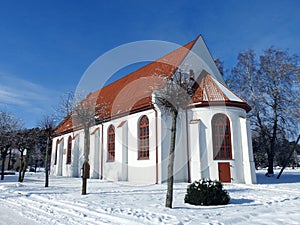 White old rebuild church, Lithuania