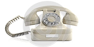 White old telephone on white background. 3d illustration