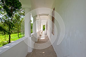 White old verandah of old rectory house, Hungary