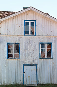 White Old weathered shed