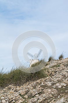 White old windmill on the hill near Consuegra photo