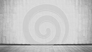 White old wood or wooden vintage plank floor and wall surface background as a vintage pattern layout for retro, grunge