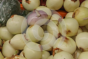 White onions in a basket