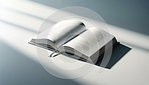 White open book on sunlit table